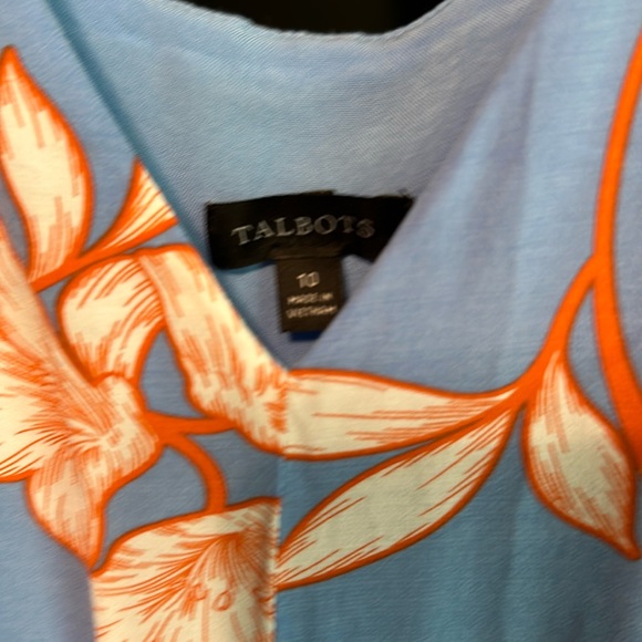 Talbots blue and red sleeveless with flowers flowing dress - Picture 6 of 7